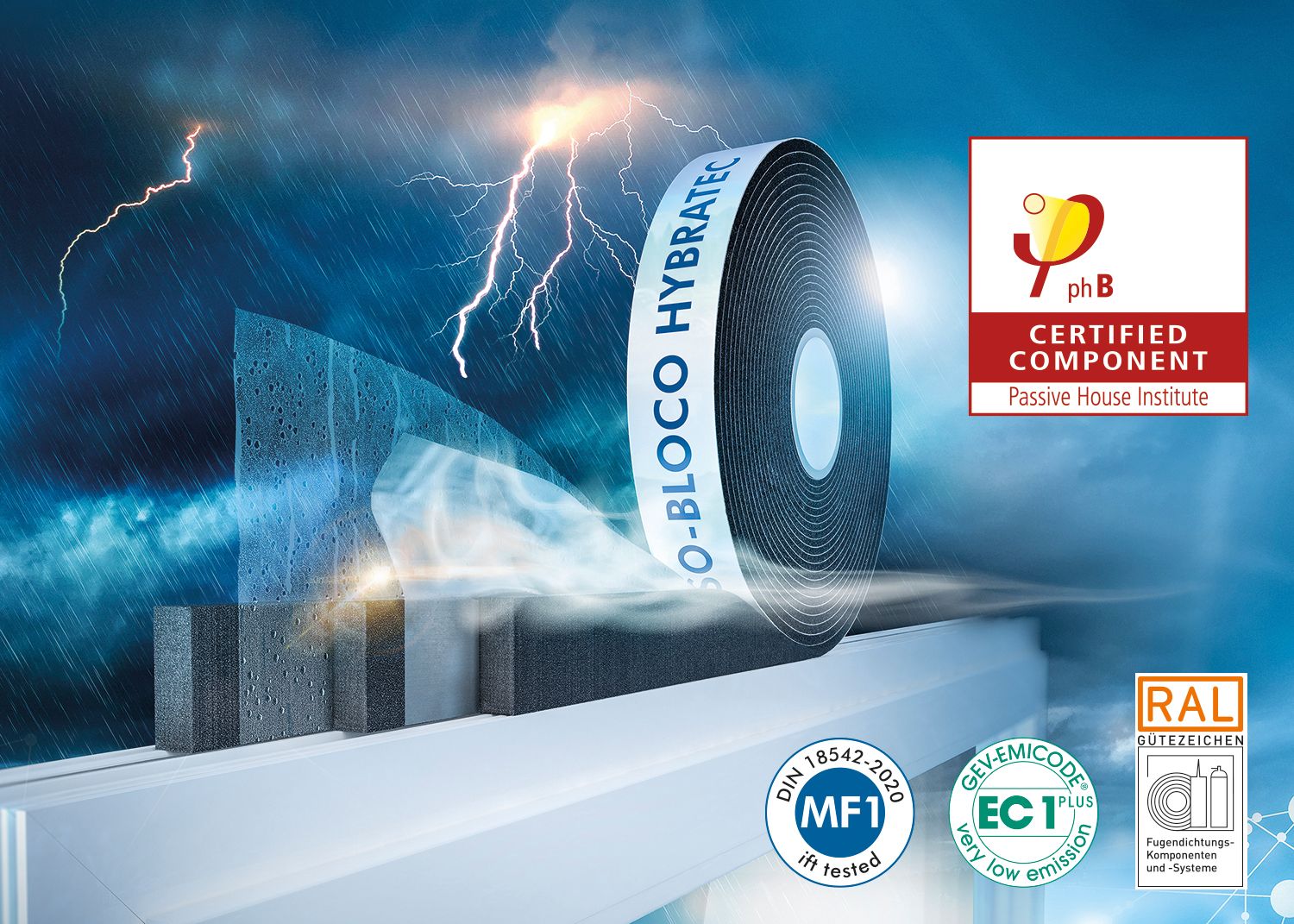 Passivhaus-certified 3-layer multi-functional tape with hybrid technology