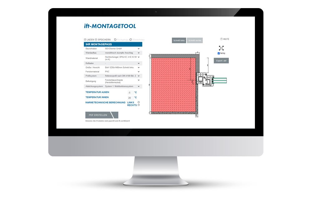 ift-MONTAGETOOL im ISO-Portal: Online generierbarer Montagepass mit Isothermen-Berechnung und Nachweis fachgerechter Planung.